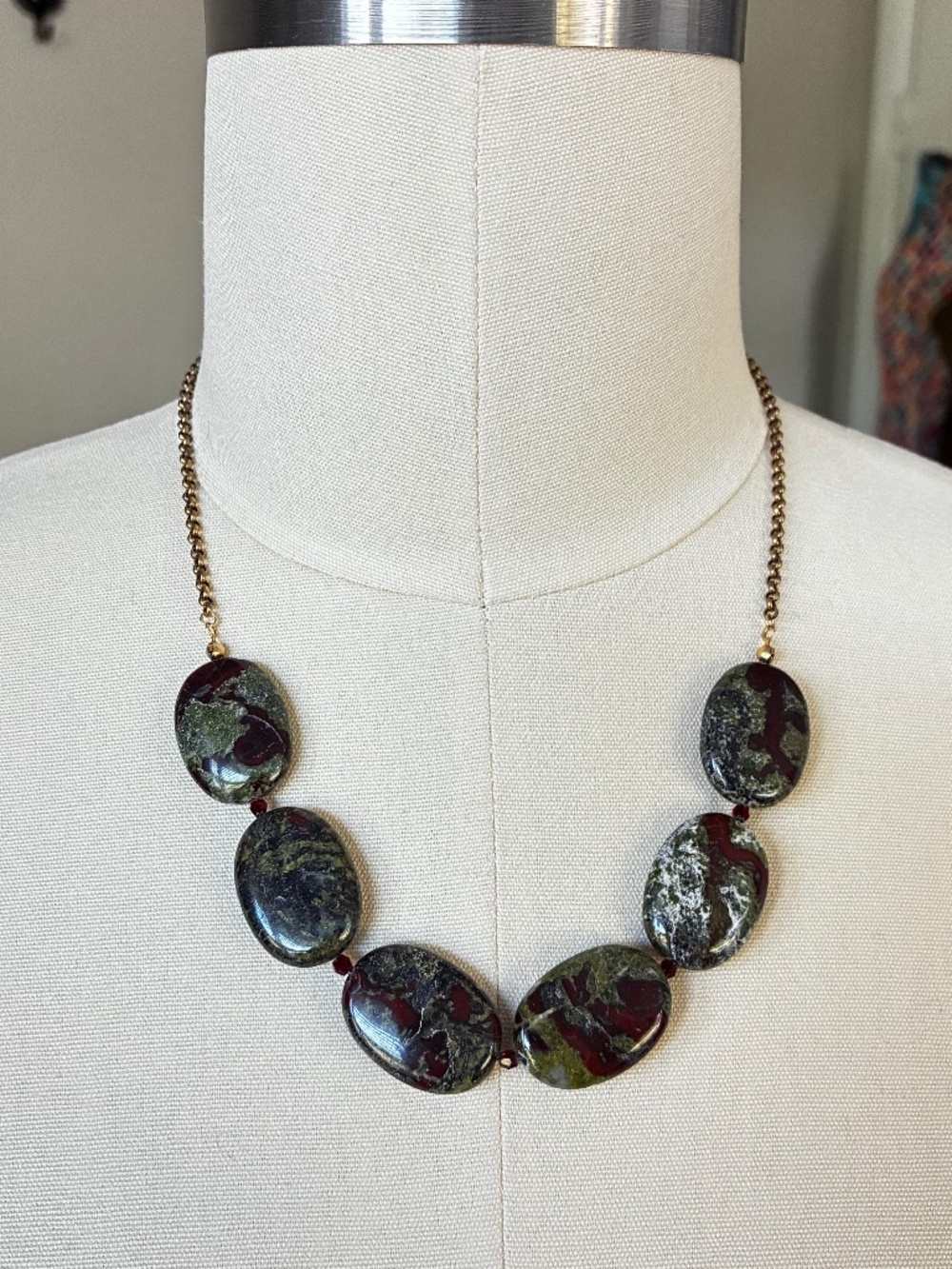 Handmade Dragon Blood Jasper Statement Necklace